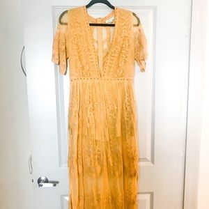 Maxi goldenrod boho dress from Honey Punch.